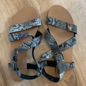 UO strappy snakeskin sandals